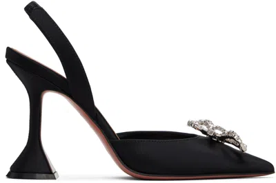 Amina Muaddi Begum Sling 95 Black Satin