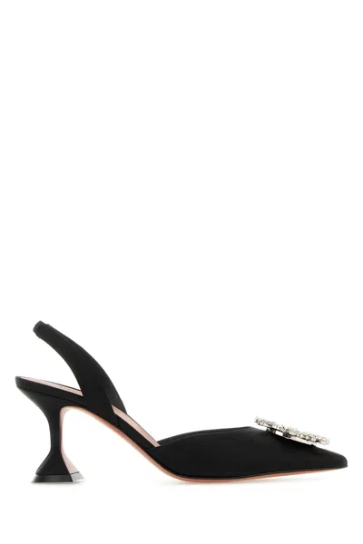 AMINA MUADDI BLACK SATIN BEGUM PUMPS