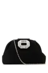 Amina Muaddi Satin Finish Shoulder Bag With Embellished Buckle