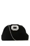 Amina Muaddi Satin Finish Shoulder Bag With Embellished Buckle