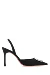 Amina Muaddi Camelia Patent Leather Slingback Pumps In Black