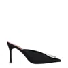 Amina Muaddi Black Satin High Heel Pumps In Black
