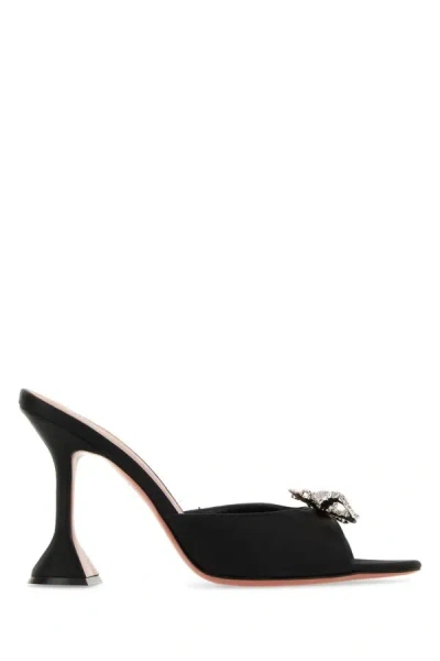 AMINA MUADDI BLACK SATIN ROSIE MULES