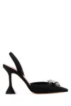 Amina Muaddi Rosie Crystal-embellished Satin Slingback Pumps In Black