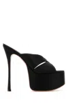 Amina Muaddi Round Toe High Heel Sandals
