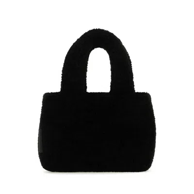 Amina Muaddi Black Shearling Amini Giuly Handbag Blasilha Borse A Mano