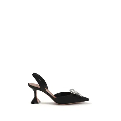 Amina Muaddi Black Silk High Heel Women's Pumps