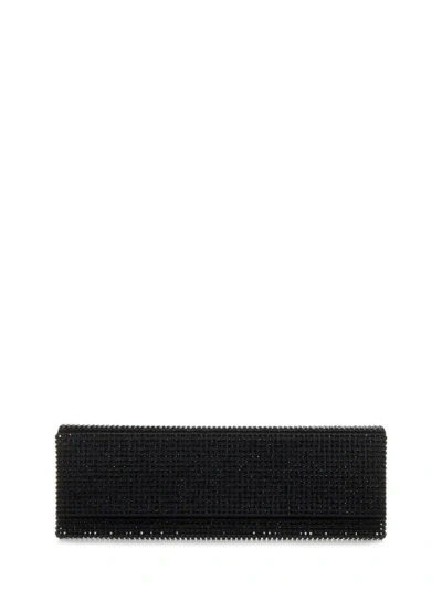 Amina Muaddi Black Silk Satin Clutch