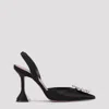 Amina Muaddi Black Slingback Heels In Black