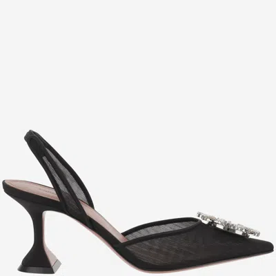 AMINA MUADDI BLACK SLINGBACK HEELS
