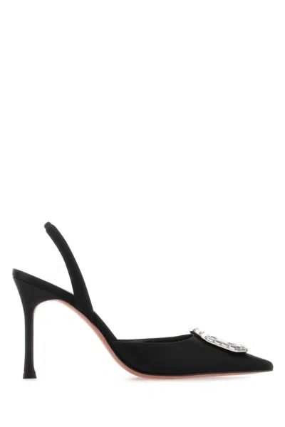 Amina Muaddi Black Slingback Pumps