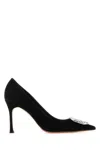 Amina Muaddi Camelia Pump 90 Satin Black White B In Black
