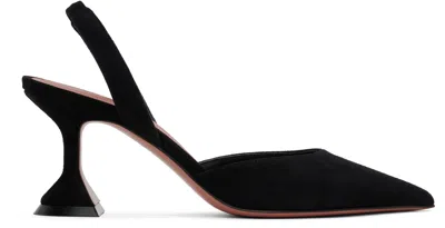 Amina Muaddi Black Suede Holli Sling 70 Heels
