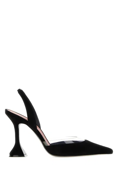 Amina Muaddi Suede Lara Slingback Heels 95 In Animal Print