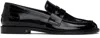 Amina Muaddi 20mm Tilda Brushed Leather Loafers In Black