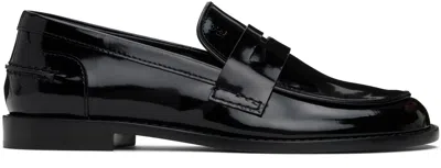 Amina Muaddi 20mm Tilda Brushed Leather Loafers In Black