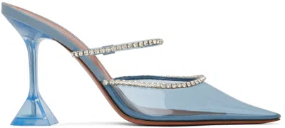 Amina Muaddi Blue Gilda Glass Heels In Light Blue