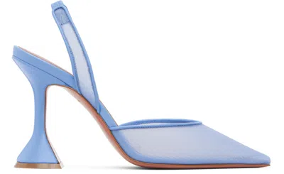 Amina Muaddi Blue Holli Mesh Sling 95 Heels