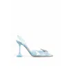 Amina Muaddi Blue Plexiglass High Heel Pumps In Blue