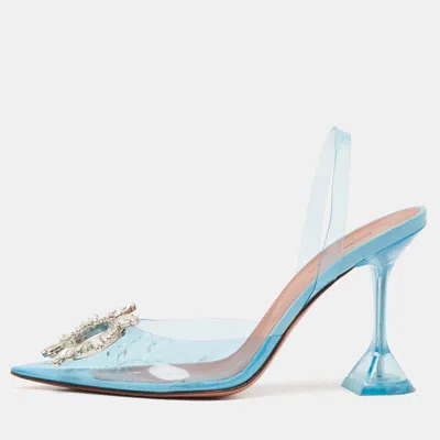 Pre-owned Amina Muaddi Blue Pvc Begum Pumps Size 39