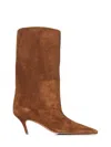 Amina Muaddi 60mm Fiona Suede Pointed-toe Knee-high Boots