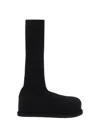 Amina Muaddi Veneda Platform Black Knitted Stretch Boots In Black