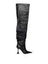 Amina Muaddi Olivia Thigh High Nappa 95 Boot In Black