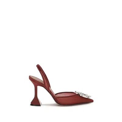 AMINA MUADDI BORDEAUX POLYESTER HIGH HEEL PUMPS