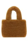 Amina Muaddi Rectangular Shearling Handbag With Top Handle