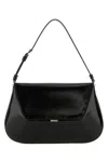 Amina Muaddi Leather Handbag With Curved Base And Reptile Motif Embossing