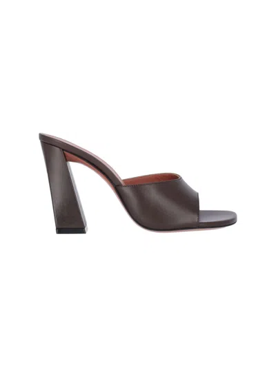 Amina Muaddi Brigitte 95 Sandals In Brown Hammered Leather In Multi