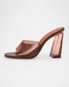 Amina Muaddi Brigitte Clear Block-heel Mule Sandals In Mocha