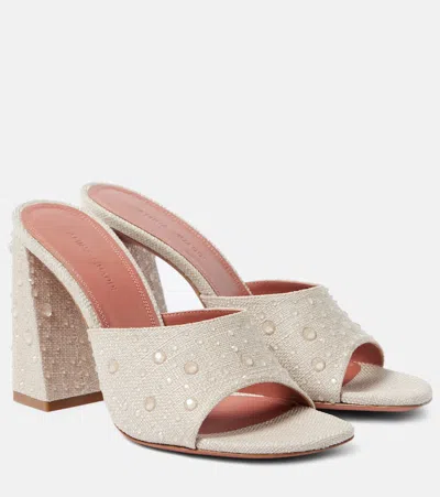 Amina Muaddi Brigitte Slipper 95 Mules In Beige