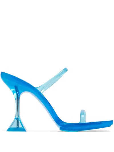 Amina Muaddi Brito Slipper Open-toed Heels Sandals In Blue