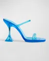 Amina Muaddi Brito 95 Pvc Sandals In Azure Blue
