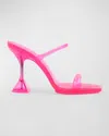 Amina Muaddi Pink Brito Slipper Heeled Sandals In Lotus Pink