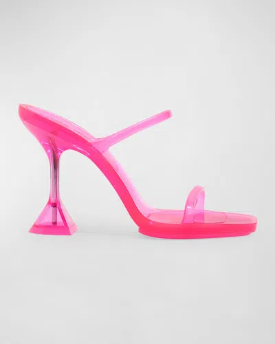 Amina Muaddi Pink Brito Slipper Heeled Sandals In Lotus Pink