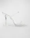 Amina Muaddi Brito Clear Mule Stiletto Sandals In Pvc Transparent