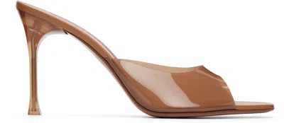 Amina Muaddi Brown Alexa Glass Slipper 95 Heeled Sandals