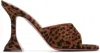 Amina Muaddi Leopard Suede Flat Square Open Toe Sandals With 95 Mm Heel In Animal Print