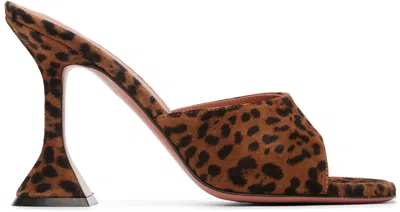 AMINA MUADDI BROWN & BLACK LUPITA 95 SLIPPER HEELED SANDALS