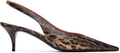 Amina Muaddi Anok Sling 55 Snakeskin Pointed-toe Mid-heel Shoes In Animal Print
