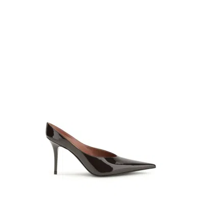 Amina Muaddi Brown Calf Leather Bos Taurus High Heel Women's Pumps