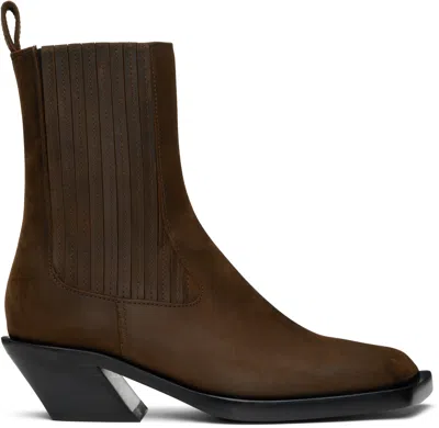 Amina Muaddi Brown Chiara Chelsea Boots