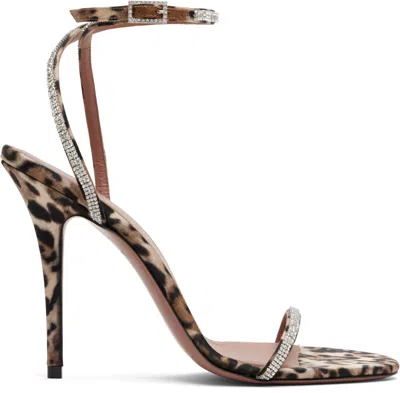 Amina Muaddi Brown Diamante 105 Heeled Sandals In Animal Print
