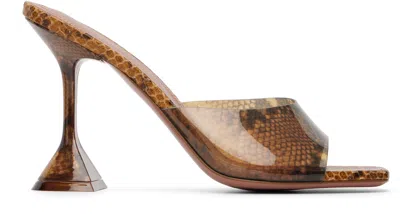 Amina Muaddi Brown Lupita Glass Slipper 95 Heeled Sandals
