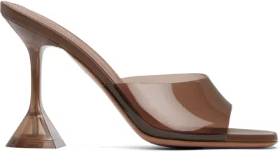 Amina Muaddi Brown Lupita Glass Slipper Heeled Sandals