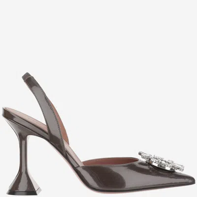 Amina Muaddi Brown Pointed Toe Heels
