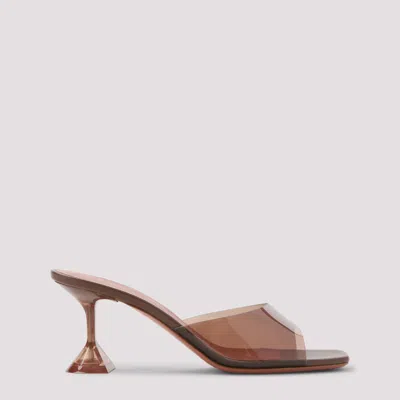 Amina Muaddi Brown Slip On Heels
