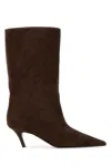 Amina Muaddi Fiona Slanted-heel Boots In Brown